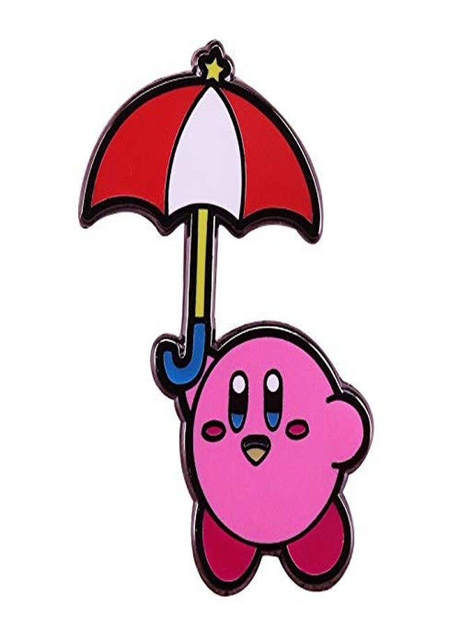 Untitled Kawaii Pink Character Enamel Pin with Umbrella, Cute Weather Pin for Jacket Backpack - Image 1